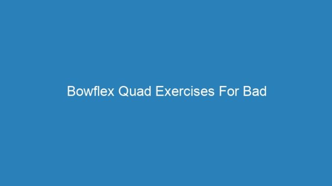 Bowflex Quad Exercises For Bad