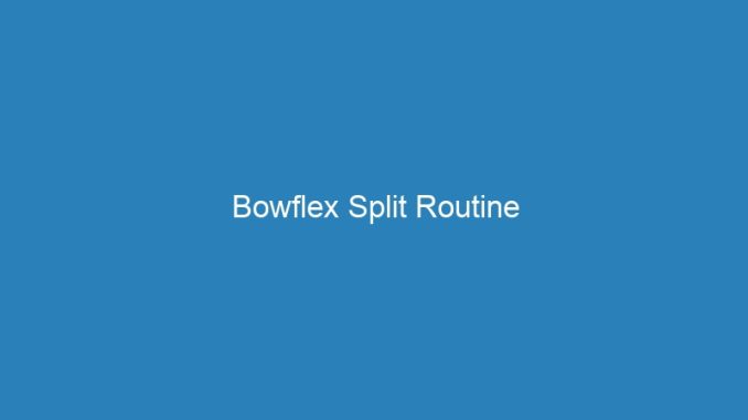 Bowflex Split Routine