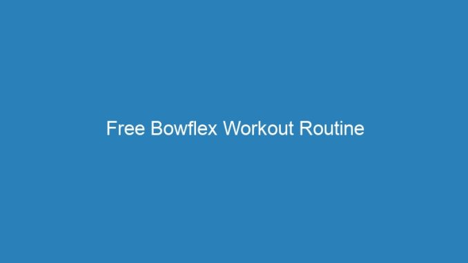 Free Bowflex Workout Routine