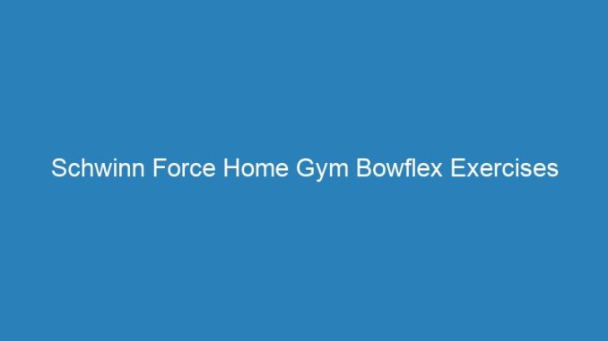 Schwinn Force Home Gym Bowflex Exercises